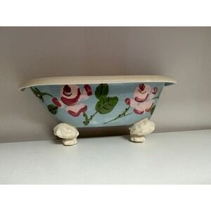 Vintage‎ Lefton Rose Chintz Clawfoot Bathtub Planter Floral Decor painted wall